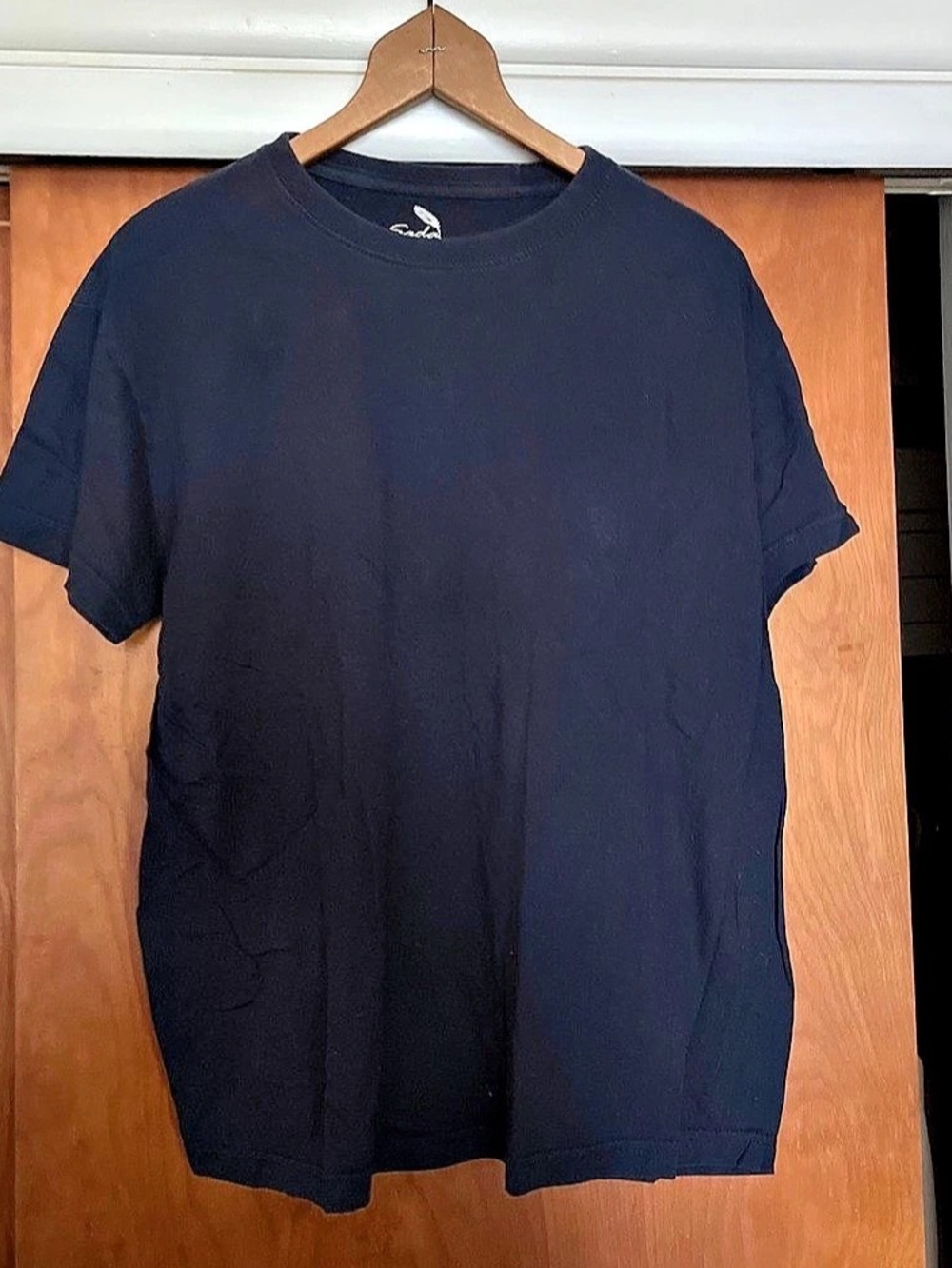 Sado Short Sleeve Cotton Tee in Navy Blue Size Large